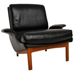 Danish Leather and Teak 'Eve' Armchair, Ib Kofod Larsen for Mogens Kold Vintage