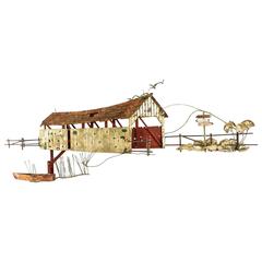Large Signed Curtis Jere Covered Bridge Wall-Mounted Sculpture 3