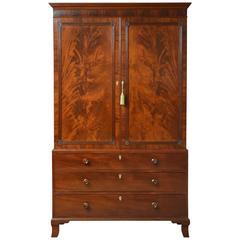 Antique Regency Mahogany Linen Press, Wardrobe