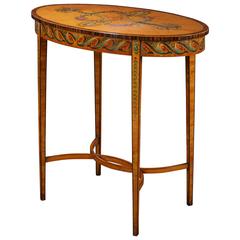 19th Century Satinwood and Fruitwood Polychrome Side Table