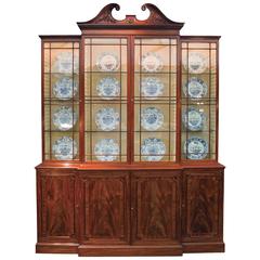 Late 18th Century Mahogany Swan Neck Pediment Breakfront Bookcase 8