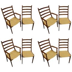 Kai Christensen Set of Eight Ladder Back Dining Chairs