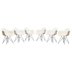 1950s white set of six original DAR Armchairs by Charles and Ray Eames