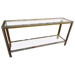 1950s Brass Chrome Console