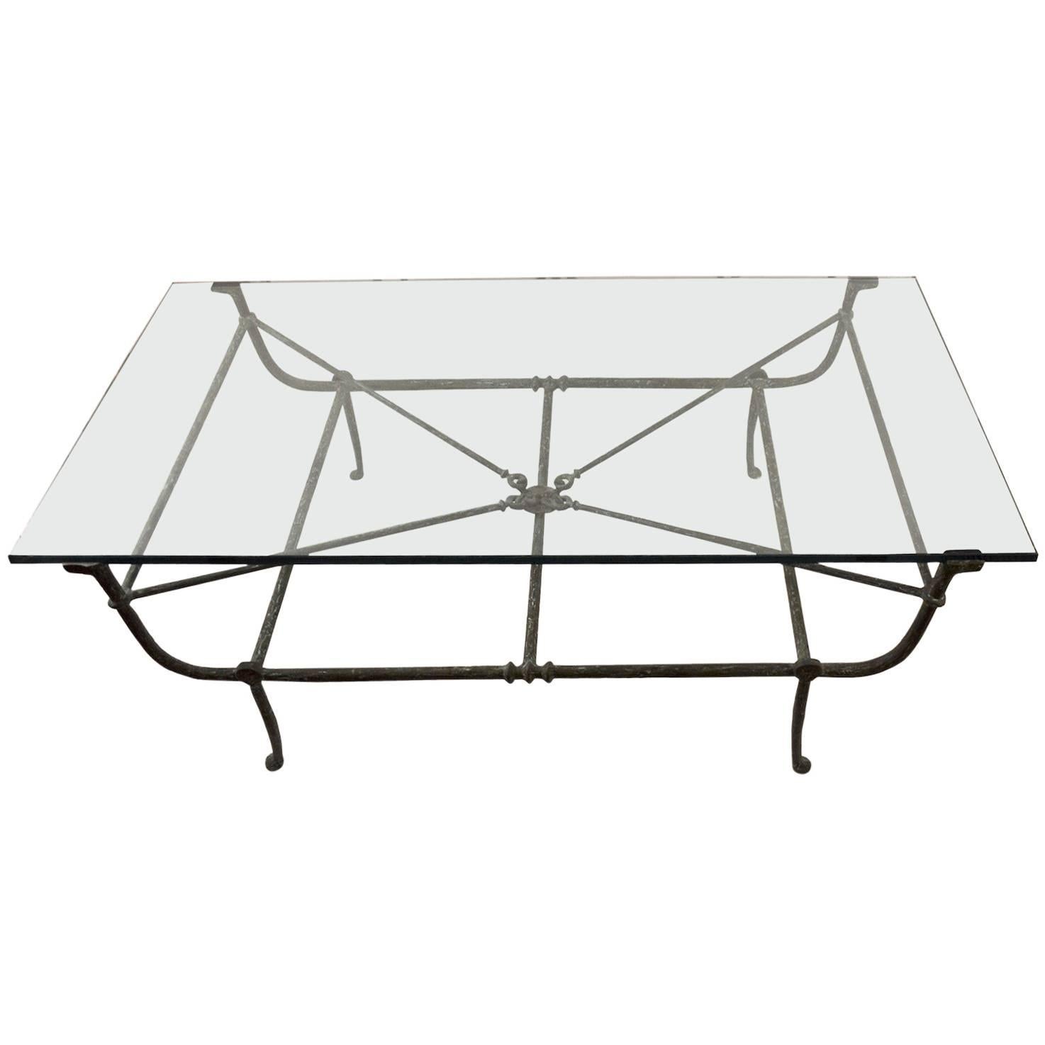 Excellent Bronze and Glass Coffee Table in the Style of Giacometti