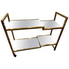 1950s French Brass Console on Wheels