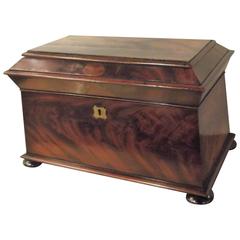 Large English Regency Flame Mahogany Tea Caddy 12