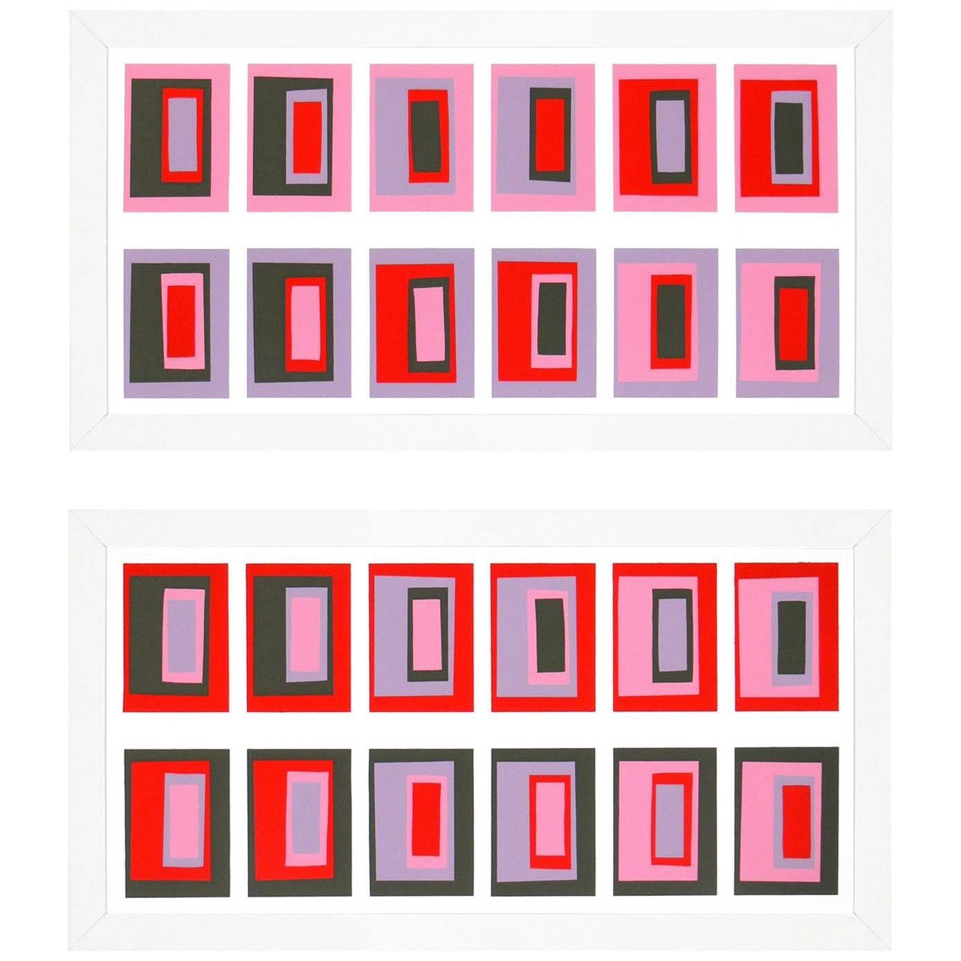 Lithographies abstraites de Josef Albers tirées de Interaction of Color (interaction de la couleur)