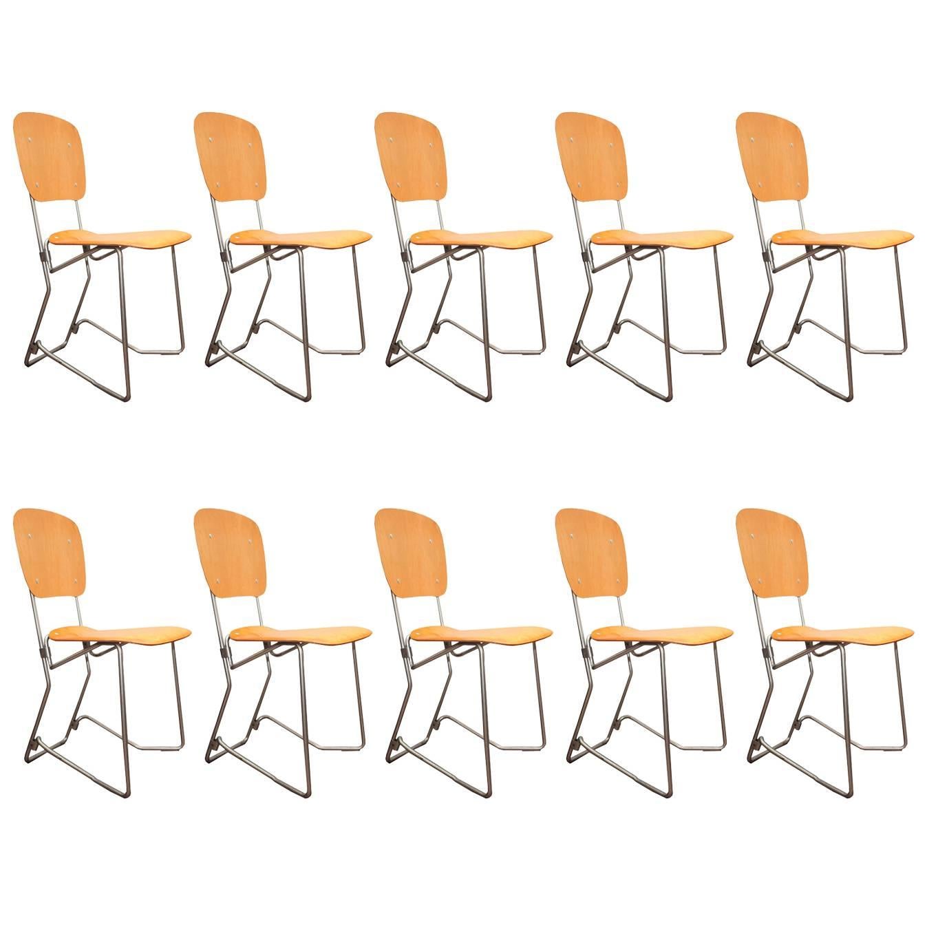 Set of Ten Armin Wirth Vintage Folding Chairs