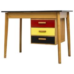 Vintage Pastoe Style Multicolored Drawer Desk
