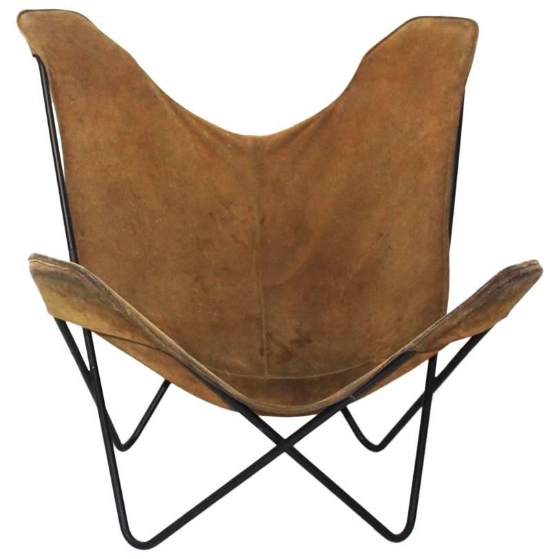 Brown Butterfly Chair by Jorge Ferrari-Hardoy Juan Kurchann Antonio Bonet, 1938