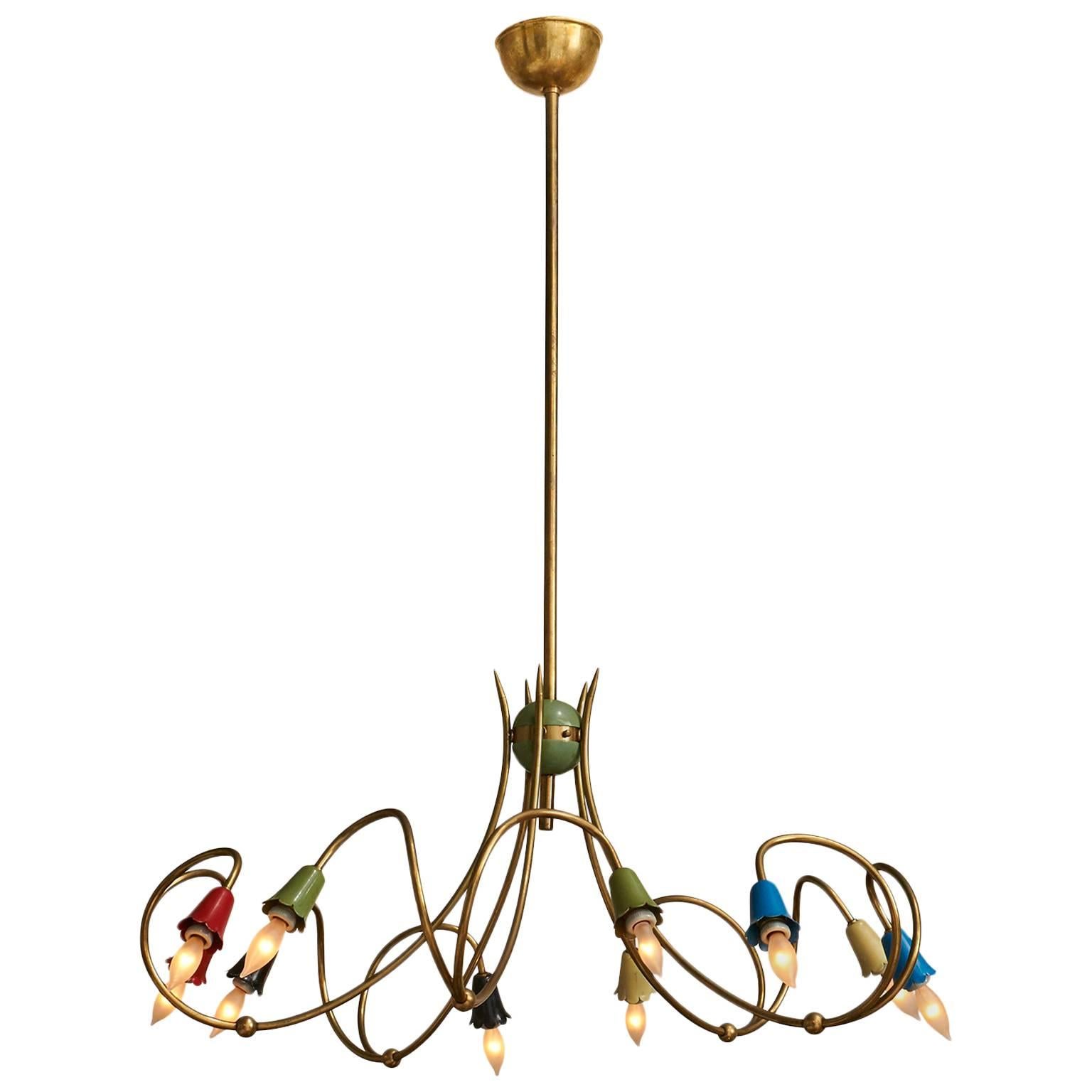 Italian Floral Chandelier For Sale