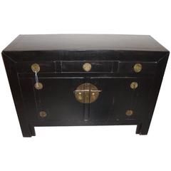 Ebonized Chinese Style Campaign Chest or Sideboard Commode