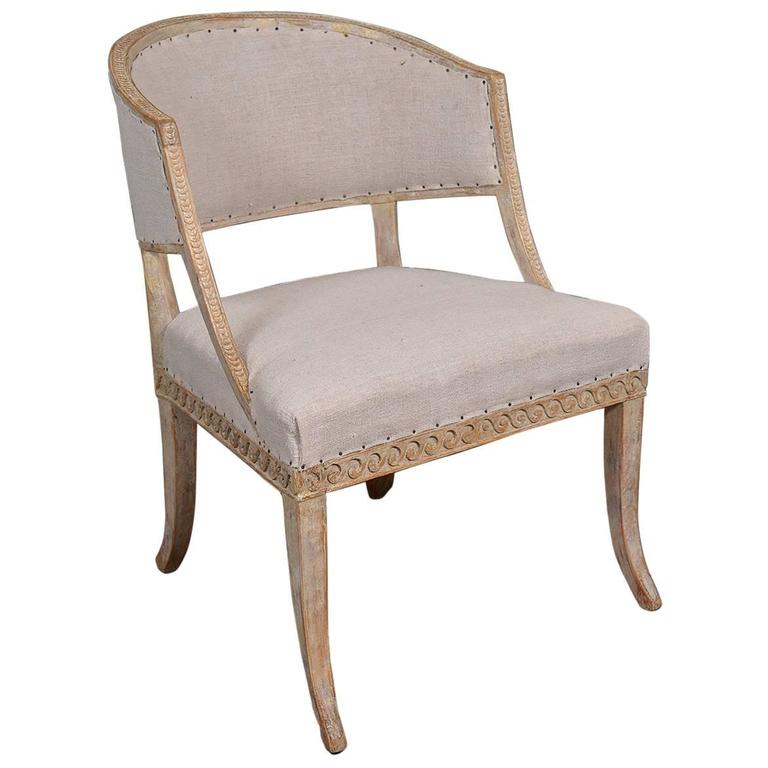Two Open Back Barrel Chairs Imported by Weiman at 1stdibs