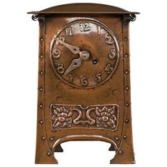 Arts and Crafts Copper Mantel Clock, circa 1890