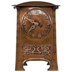 Arts and Crafts Copper Mantel Clock, circa 1890