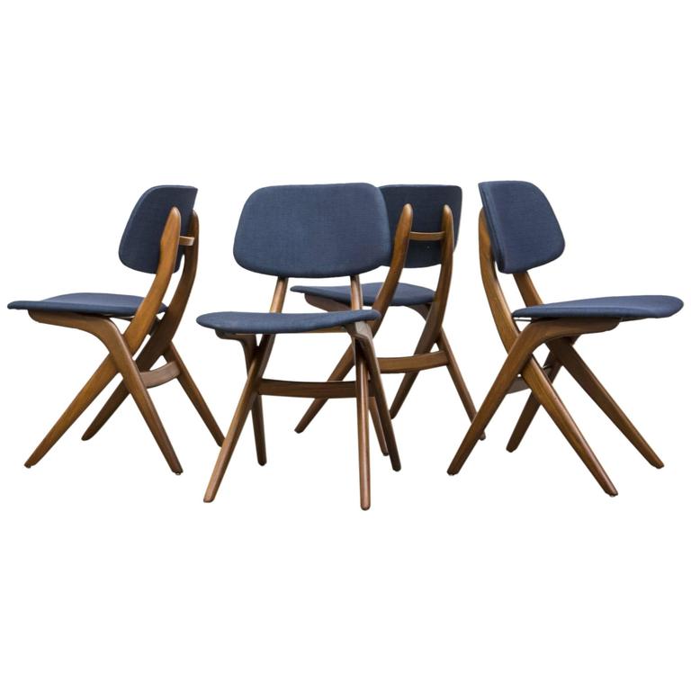 Set of Four Hovman Olsen Style Dining Chairs by Louis Van Teeffelen for ...