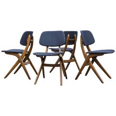 Set of Four Hovman Olsen Style Dining Chairs by Louis Van Teeffelen for Webe