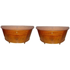 Pair of Adams Style Demilune Console Tables or Commodes