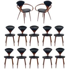 Juego de 12 sillas de comedor escultóricas de Norman Cherner para Plycraft