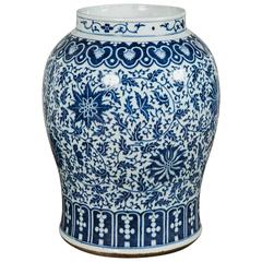 Early 19th Century Blue and White Chinese Vase of Baluster Form