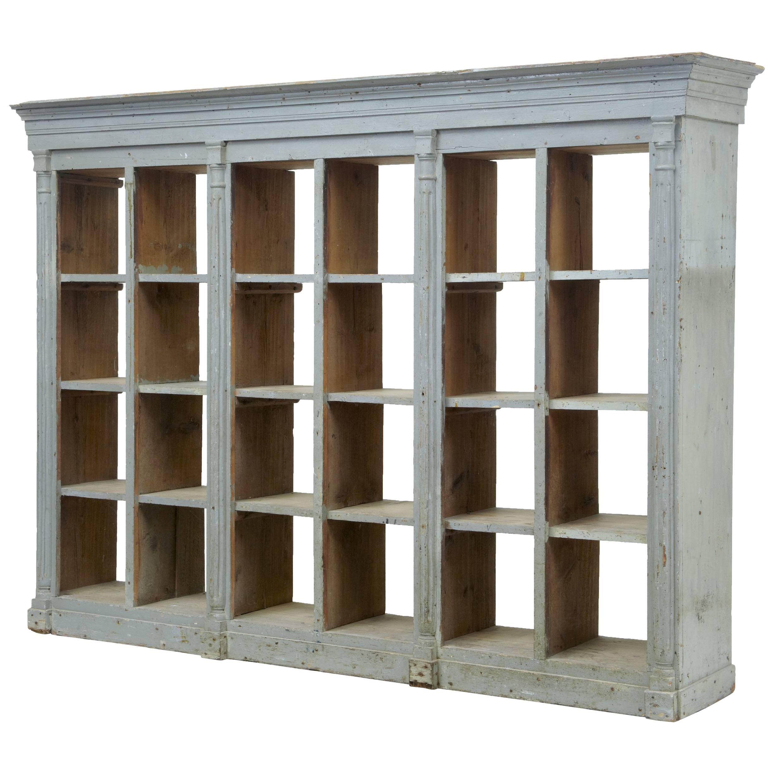 19th Century Architectural Painted Pine Shelving Cabinet