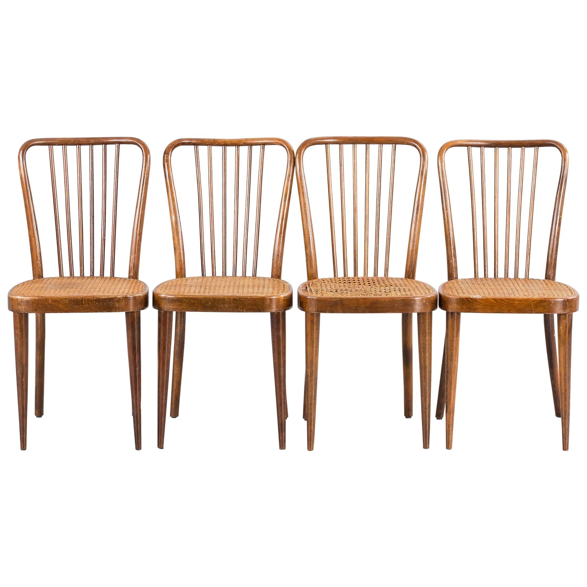 Set of Four Thonet Dining Chairs by Josef Frank