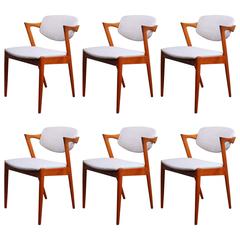 Vintage Danish Teak Model 42 Dining Chairs by Kai Kristiansen