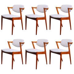 Vintage Danish Teak Model 42 Dining Chairs by Kai Kristiansen