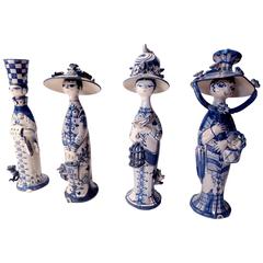Rare Set of Four Seasons Complete Porcelain Figurines by Bjorn Wiinblad
