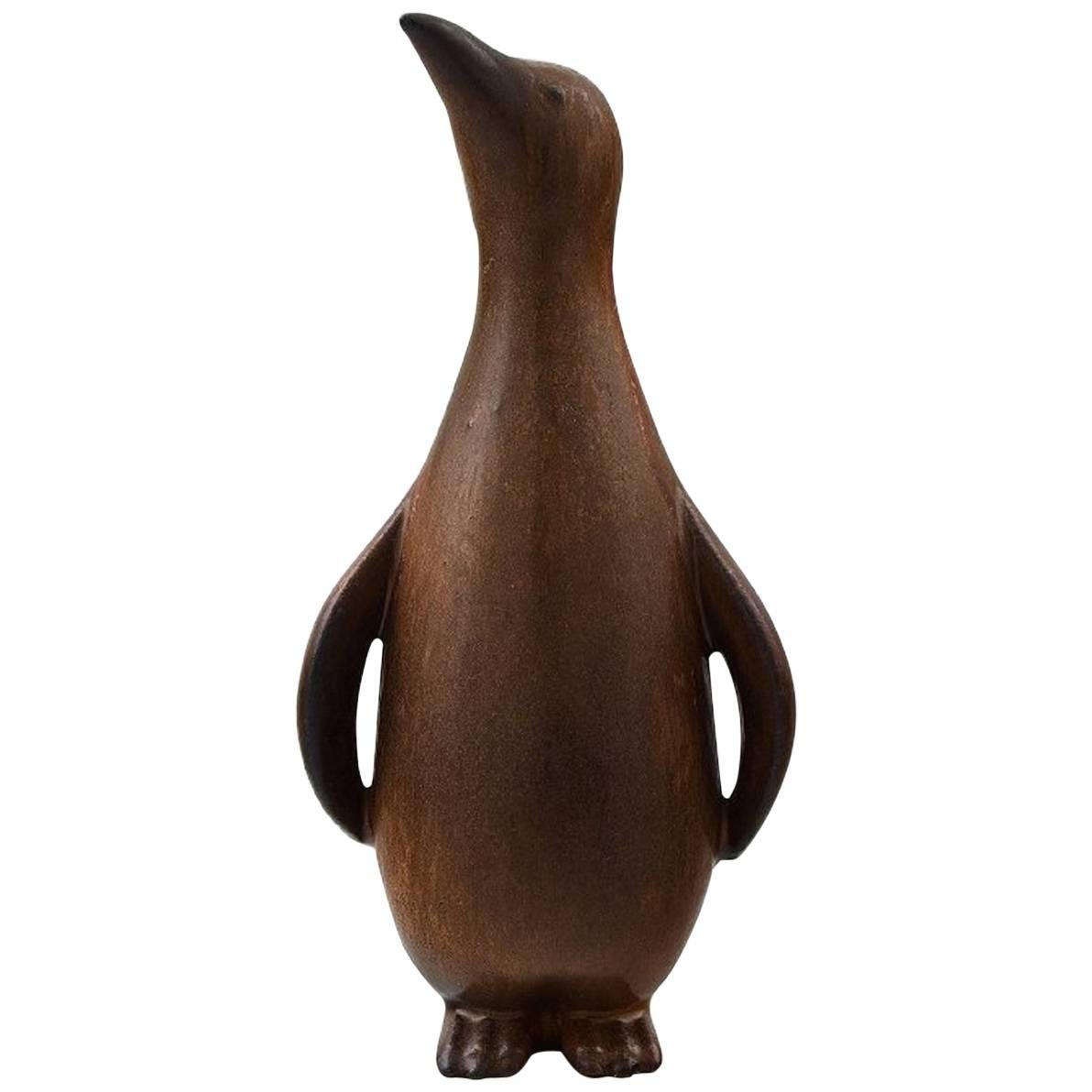 Rörstrand Stoneware Figure by Gunnar Nylund, Penguin, 1950s