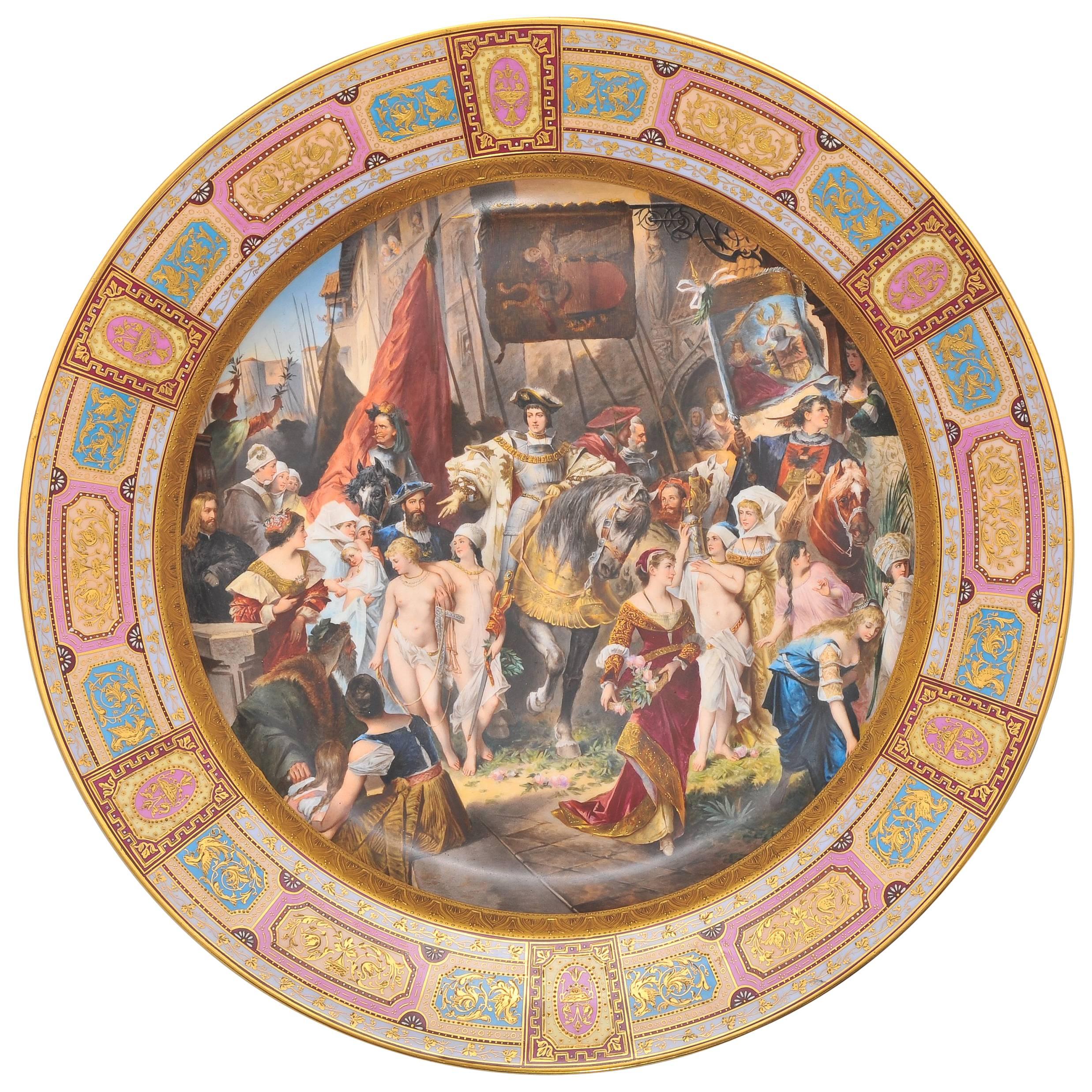 Large Vienna Porcelain Charger, 19th Century
