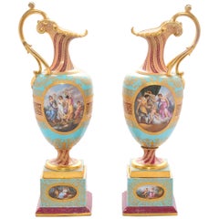 Used Pair of 19th Century Vienna Porcelain Ewers