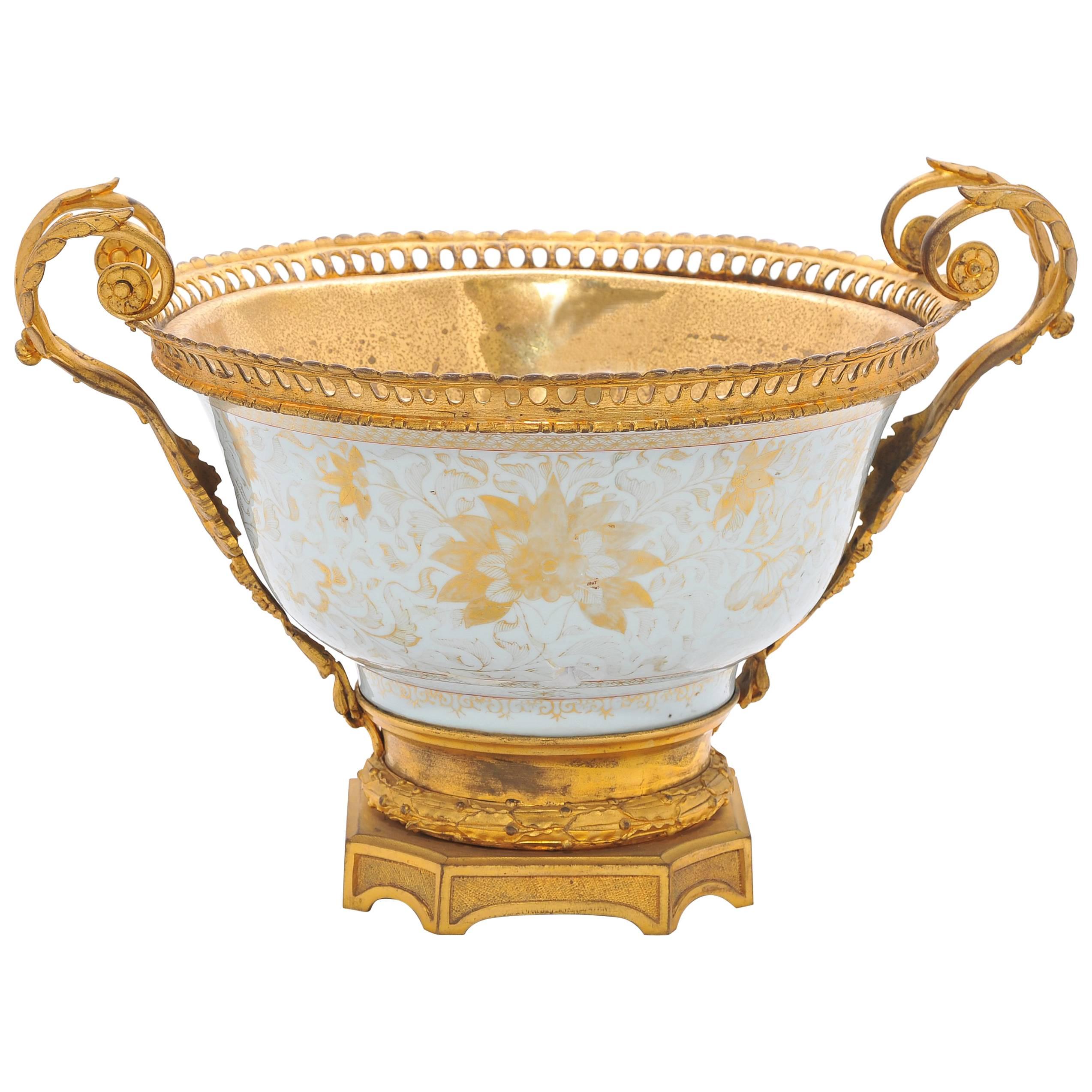 18th Century Chinese Export Ormolu Mounted Bowl For Sale