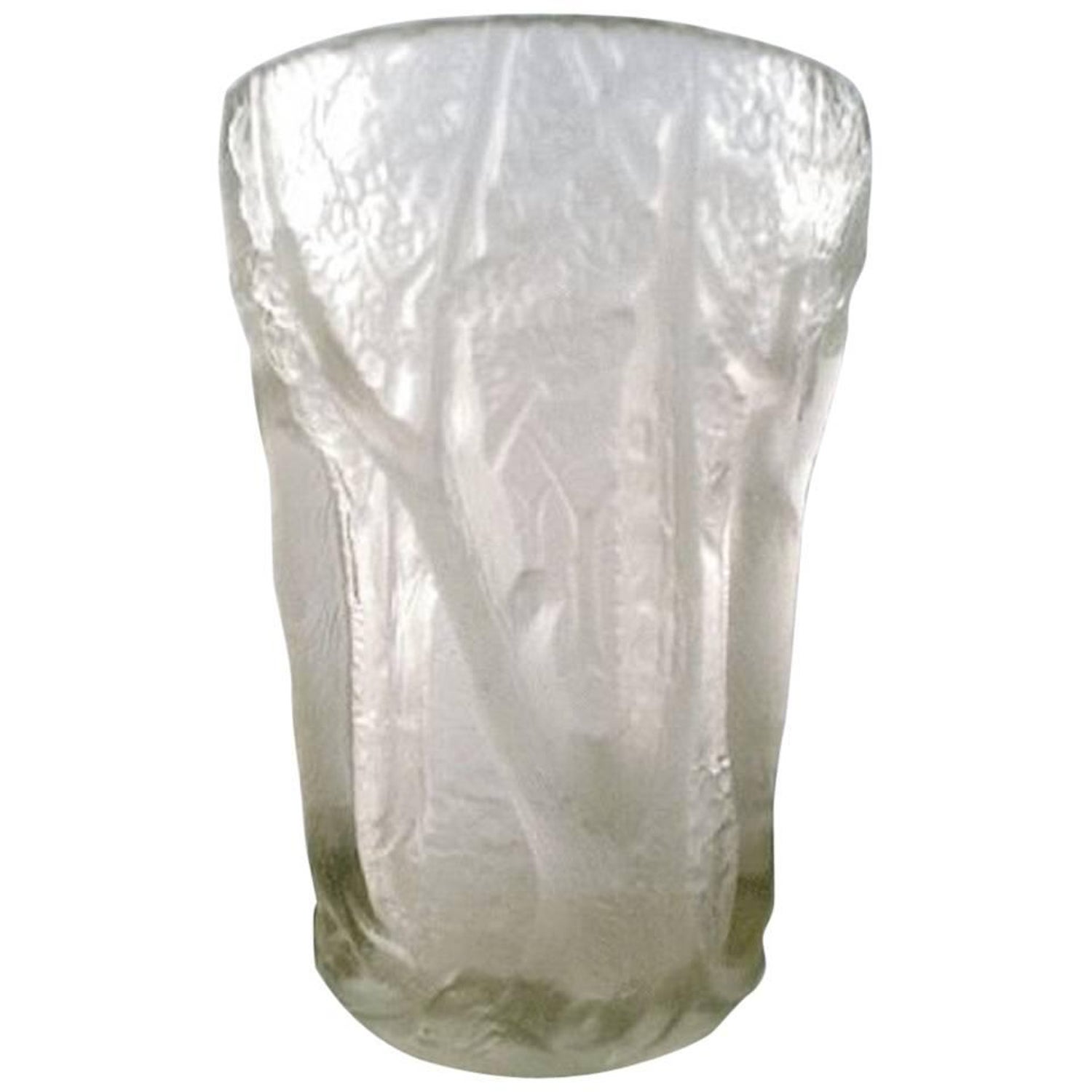 French Art Deco Glass Vase, Trees in Relief, 1940-1950 For Sale at 1stDibs