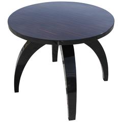 Unique French Art Deco Macassar Ebony Round Center Table Spider Leg Style