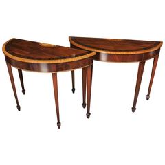 Pair of Flame Mahogany Hepplewhite Console Tables