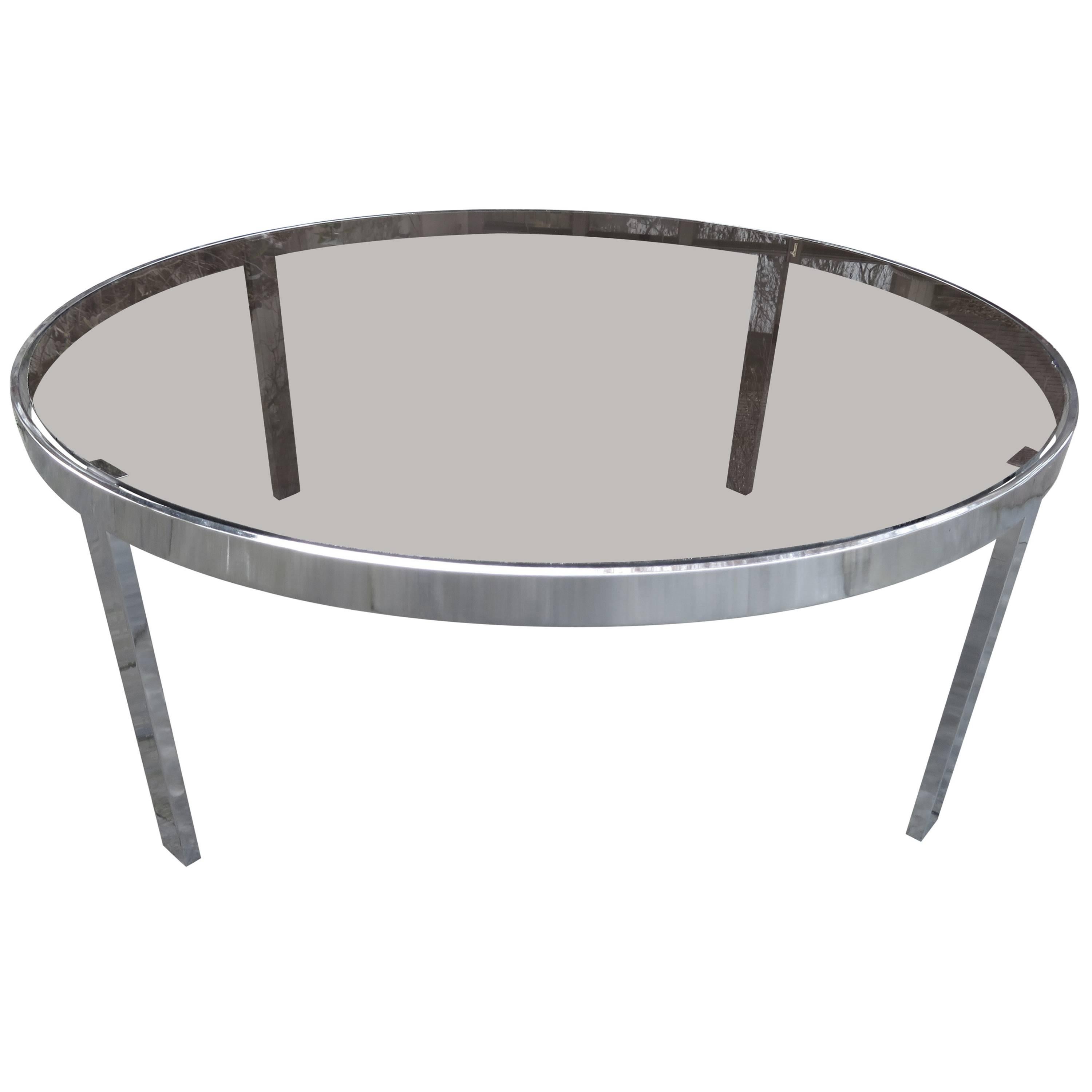 Sexy Milo Baughman Round Chrome Glass Coffee Table MidCentury Modern