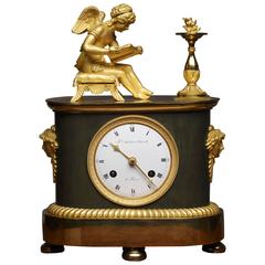 French Empire Bronze and Ormolu Mantel Clock