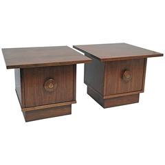 Pair of Brown Saltman Midcentury Walnut Nightstands