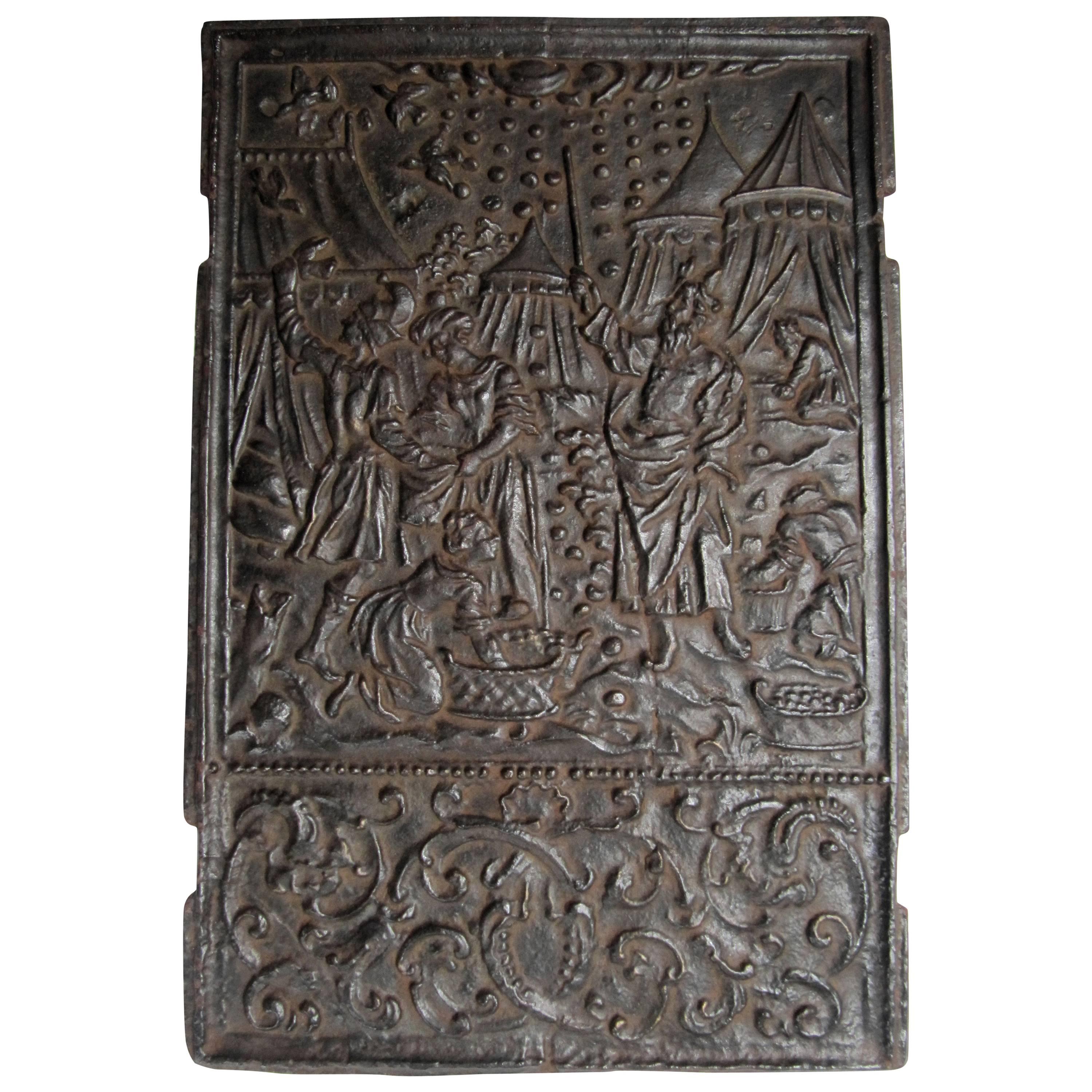 Early 18th Century Front Fireback, Bible 4, Book of Mose For Sale