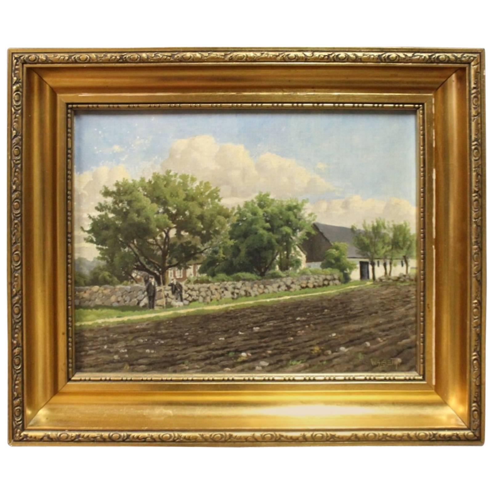Oil Painting of Denmark Out in the Country by Niels Walseth For Sale