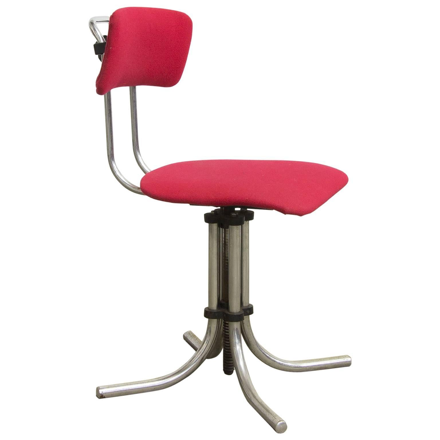 1960s, Fana Metaal Schiedam, Adjustable Swivel Office Chair