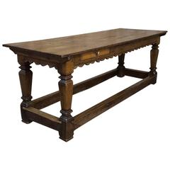 19th Century Hand-Crafted Oak Drapery Table with Scalloped Apron, circa 1850s 7