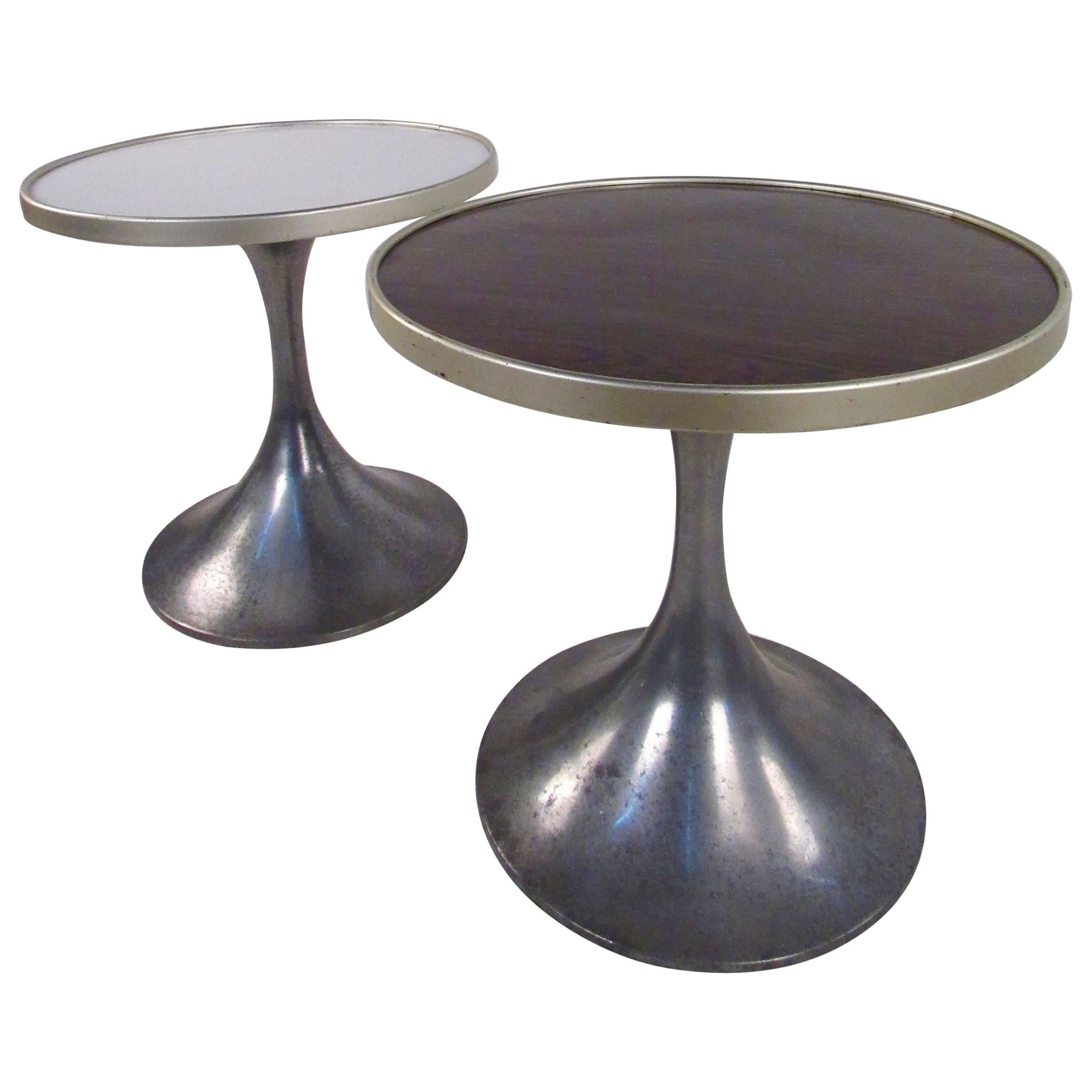 Pair of German Modern Tulip Pedestal Side Tables by HW Metallbau For Sale