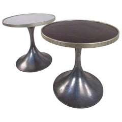 Retro Pair of German Modern Tulip Pedestal Side Tables by HW Metallbau