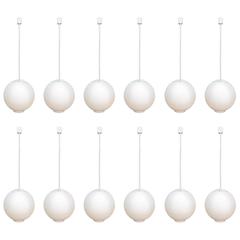 Set of 12 Large Opaline Glass Pendants