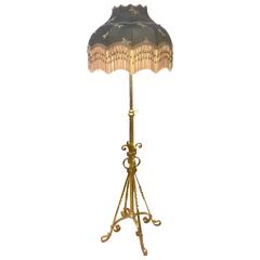 Antique Arts and Crafts Brass Extending Standard Lamp