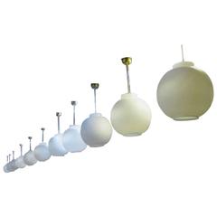 Large Set of Lovely Mid-Century Swedish Pendant in Brass with Opaline Shade 7