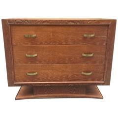 Jacques Adnet Style of Art Deco Oak Chest of Drawers, circa 1940s